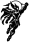 Black winged hero vinyl decal, helmeted character posing with raised arms