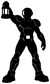 Black rescue sentinel vinyl decal silhouette of helmeted hero holding beacon, dynamic stance