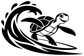 Black surf turtle vinyl decal graphic, bold wave and shell lines