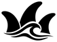 Three-finned surfing symbol vinyl decal, black graphic