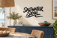 Vinyl wall decal with bold black "Saltwater Soul" script lettering