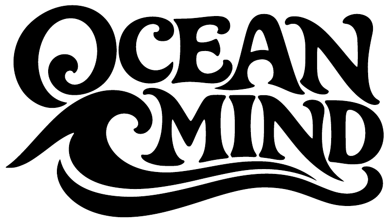 Black Ocean Mind vinyl decal with bold lettering and wave-and-swirl emblem