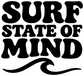 Black vinyl decal: 'SURF STATE OF MIND' lettering with wave