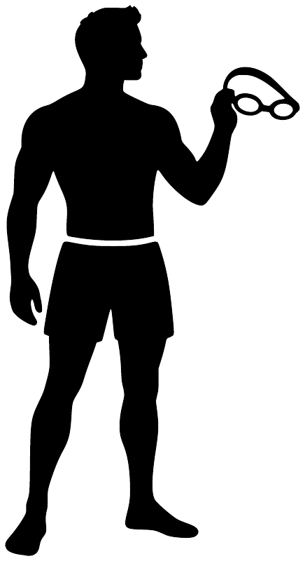 Swimmer with goggles vinyl decal silhouette, black cutout