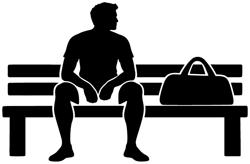 Black swimmer silhouette vinyl decal with bench, swim bag, and lap lines