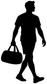 Swimming woman vinyl decal silhouette with swim bag, black figure on white background