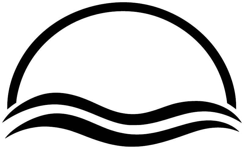 Swimming open water vinyl decal graphic with black circle and wavy stripes