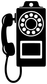 Retro payphone vinyl decal, bold black handset with rotary dial and rectangular screen.