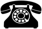 Rotary telephone silhouette decal, close-up black phone with white rotary dial rings