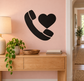 Black telephone handset and heart vinyl wall decal