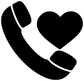 Black telephone handset and heart vinyl decal, close-up
