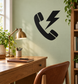 Telephone and lightning bolt vinyl decal, black icon for wall