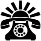 Close-up black and white vinyl telephone decal with sunburst rays