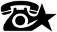Close-up of black telephone and star vinyl decal with white phone outline