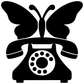 Black telephone and butterfly vinyl decal graphic with rotary dial