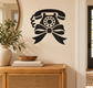 Black telephone with ribbon knot vinyl wall decal