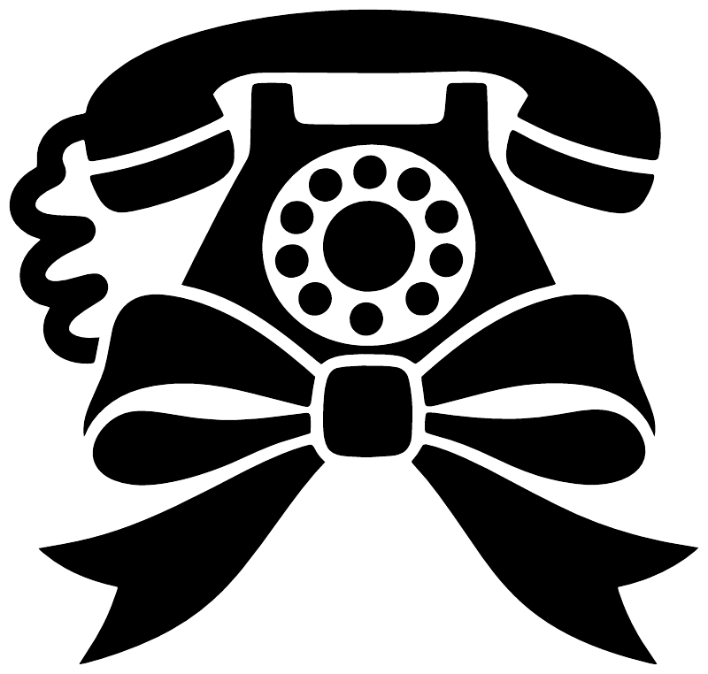 Black telephone handset with ribbon knot vinyl wall decal
