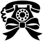 Black telephone handset with ribbon knot vinyl wall decal