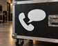 Telephone and speech bubble vinyl decal, white handset with speech bubble