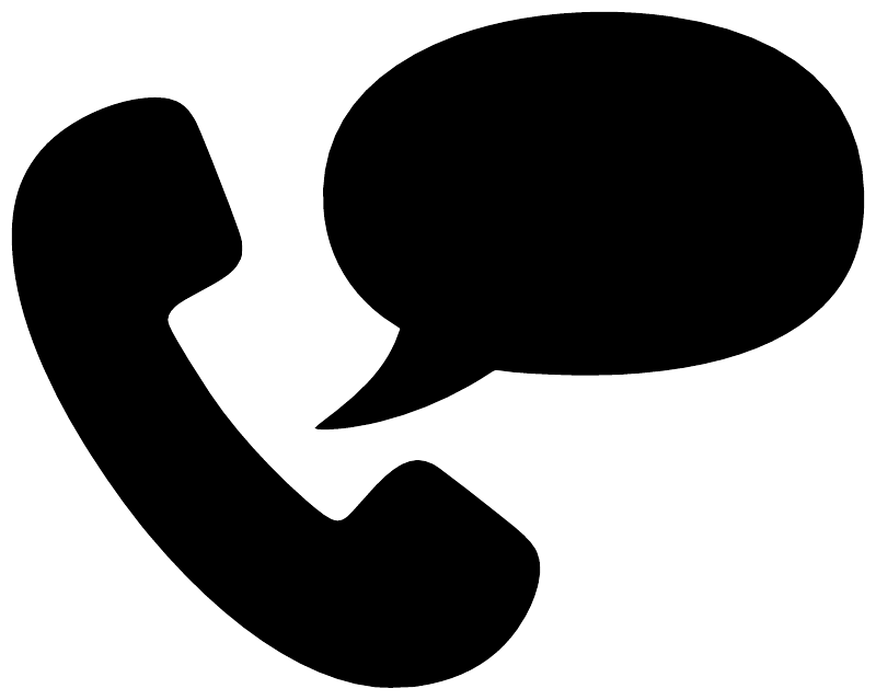Telephone and speech bubble vinyl decal, black handset with speech bubble