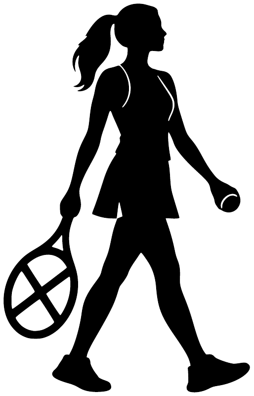 Black tennis player vinyl decal silhouette walking with racket