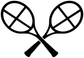 Tennis rackets pair vinyl decal icon, crossed rackets with club mark outline