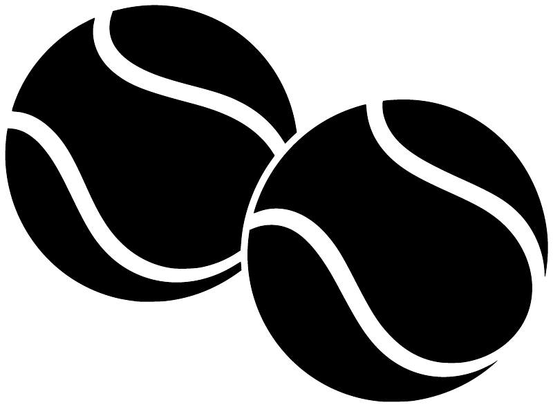 Tennis ball duo vinyl decal: two black tennis balls with white outlines
