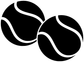 Tennis ball duo vinyl decal: two black tennis balls with white outlines