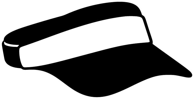 Tennis court visor vinyl decal, black visor shape with white top edge