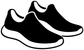 Tennis shoe vinyl decal, black shoes with white laces and curved soles