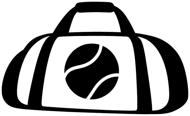 Tennis tote vinyl decal in black and white with striped bag and tennis ball