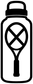Bottle-shaped tennis emblem vinyl decal in black and white