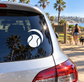 Tennis vinyl decal on car window, white tennis icon on dark background
