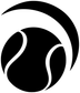 Tennis vinyl decal with black tennis ball and white crescent swoosh