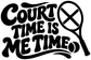 Black vinyl decal reading “Court Time is Me Time” with crossed tennis racket icon