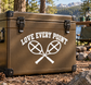 Tennis vinyl decal with 'LOVE EVERY POINT' and two crossed tennis rackets