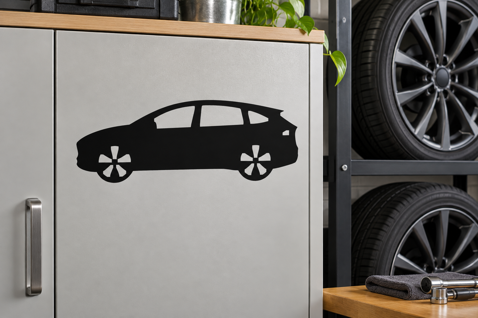Vinyl decal of black Model X car side profile silhouette, TeslaCX004