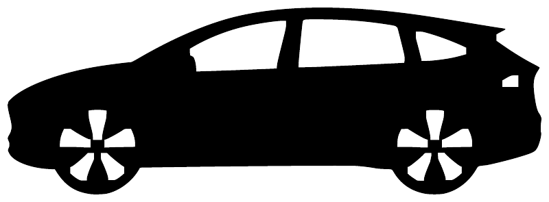 Black car side profile silhouette vinyl decal, TeslaCX004