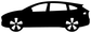 Black car side profile silhouette vinyl decal, TeslaCX004