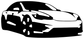 Close-up of three-quarter Tesla Model S vinyl decal silhouette with cutout details