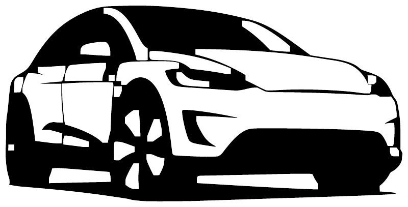 Black and white Tesla Model X contour vinyl decal, full car graphic close-up