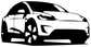 Black and white Tesla Model X contour vinyl decal, full car graphic close-up