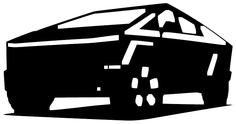TeslaCX011 — Cybertruck Three Quarter Contour ; preview rendered from the saved vector PDF