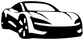 White three-quarter car vinyl decal silhouette, high-contrast on black background