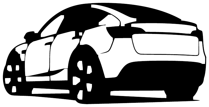 Model Y rear angle vinyl decal silhouette in white, isolated