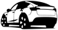 Model Y rear angle vinyl decal silhouette in white, isolated
