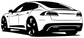 Model S rear-angle vinyl decal close-up of black silhouette car side view