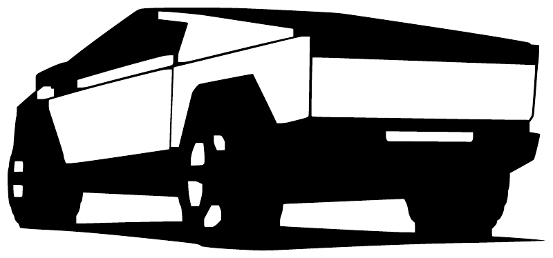 TeslaCX017 — Cybertruck Rear Angle ; preview rendered from the saved vector PDF