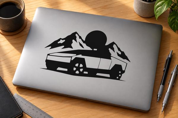 TeslaCX023 — Cybertruck Mountain Drive; illustrative application of the exact PDF artwork