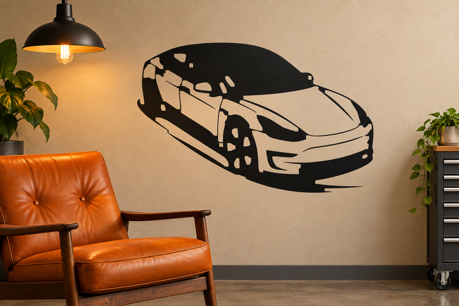 TeslaCX025 — Model 3 Garage Art; illustrative application of the exact PDF artwork